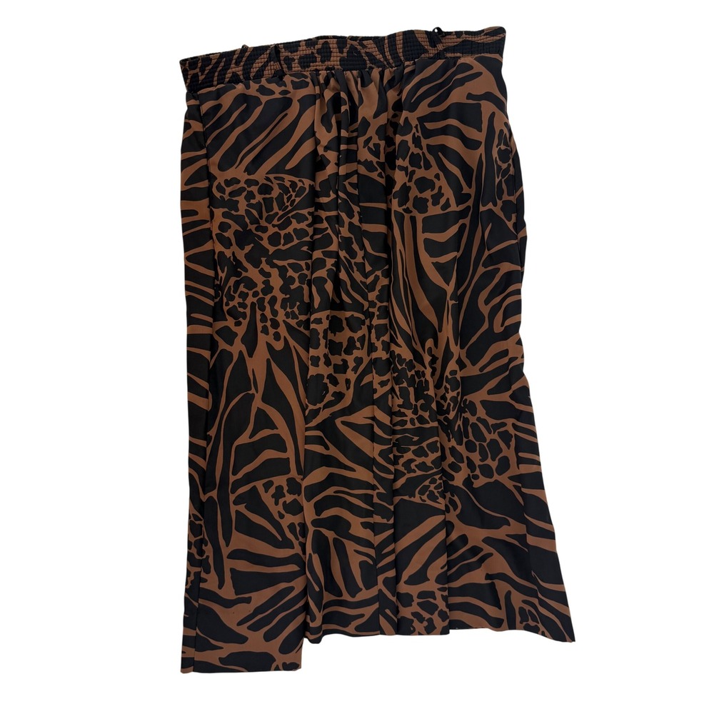 Vintage Campus Casuals Skirt Brown Black Animal Print Retro Elastic Waist Size 8 - Picture 6 of 8